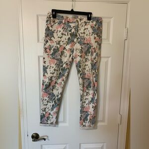 Yuka Women’s Floral Straight Leg Cotton Blend Pants Size 31 Boho Coquette Casual